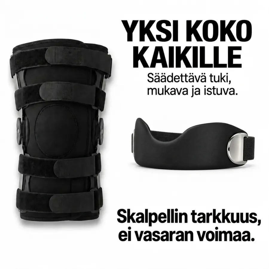 KneeFlex-polvihihna ja perinteinen polvituki – yksi säädettävä koko kaikille